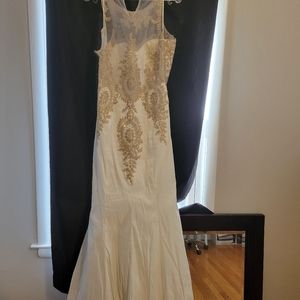 White and gold mermaid ballroom dress size XL